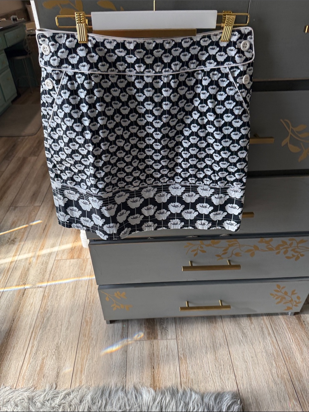 Etcetera Black and White Floral Skirt